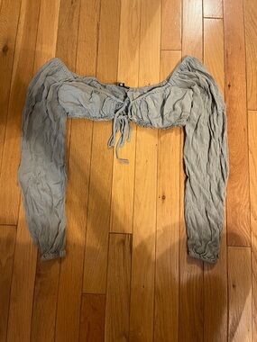 Light sage green cropped long sleeve top